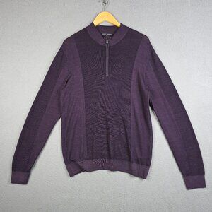 Robert Barakett Sweater Mens Size Large Plum 1/4 Zip Performance Pullover Merino